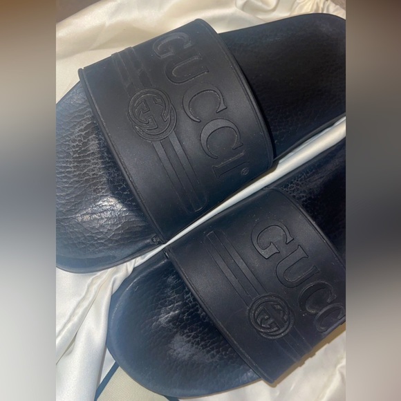 Gucci Shoes - GUCCI Rubber Logo Slide Sandals